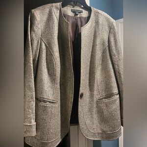 Lafayette 148 New York Gray Tweed Collarless Blazer
